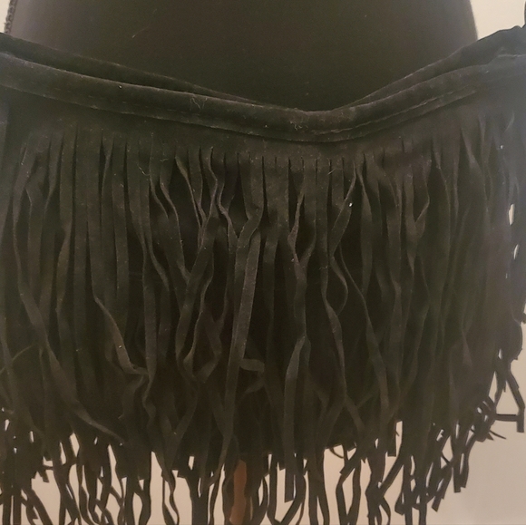 Black Suede Purse with Fringe - No Brand - Picture 2 of 2